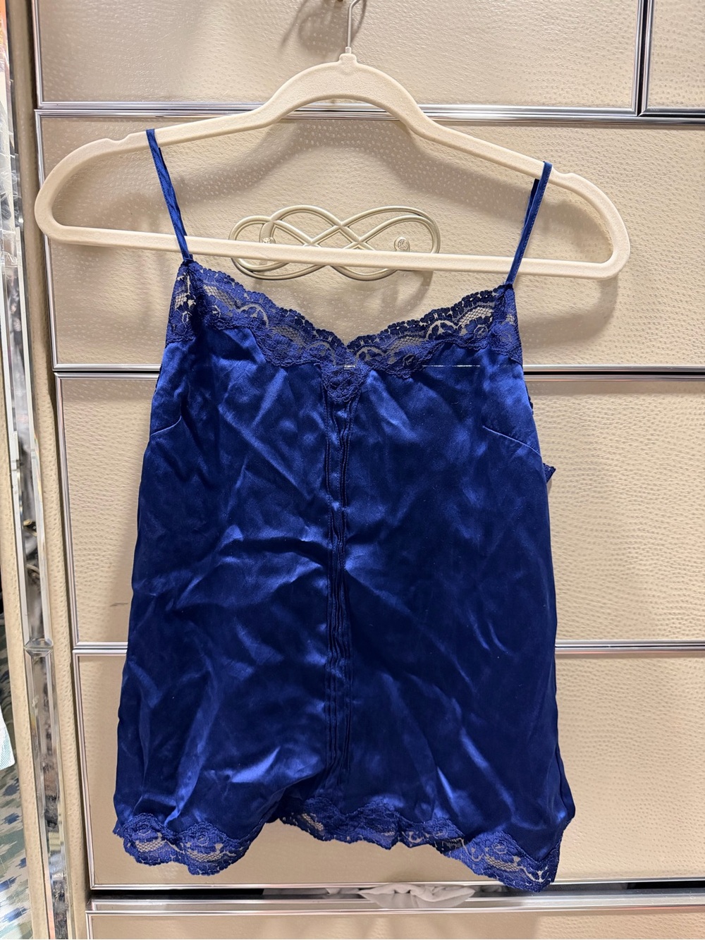 Vintage Libertine for Target Silky Royal Blue Lace Trim Cami Top